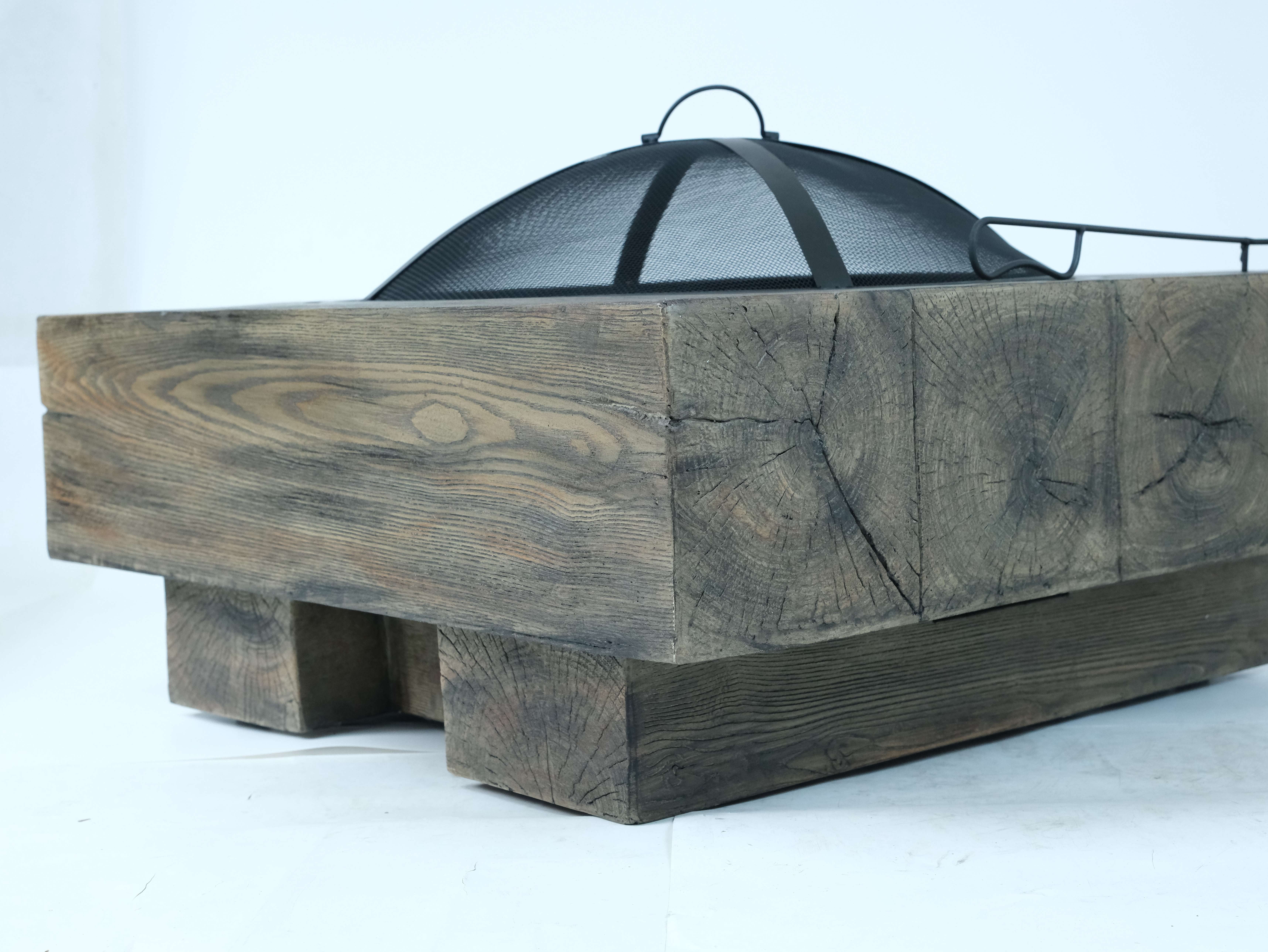 Outdoor Heater Wood-Fueled Outdoor Fire Pit with Wood Grain Design,Patio Heater