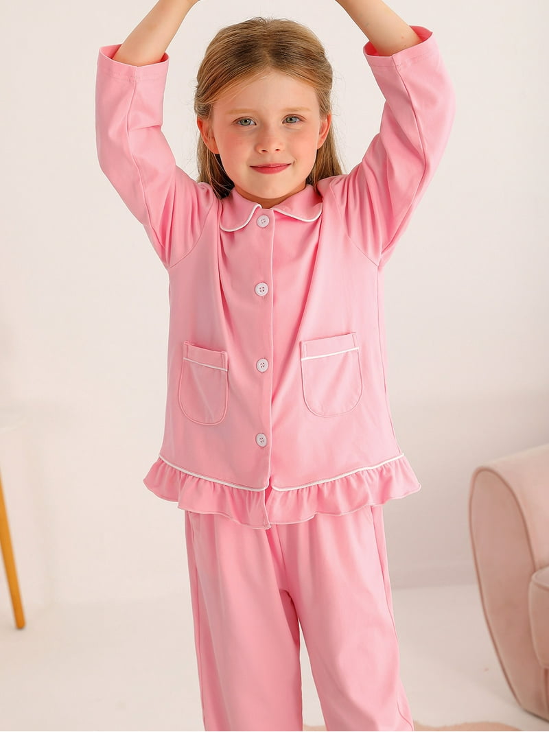 SILVERCELL 2PCS Toddler Baby Girl Pajamas Set Long Sleeve Ruffle