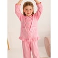 thumbnail image 5 of GYRATEDREAM Toddler Kids Baby Girl Pajamas Long Sleeve Button-Down Lapel Collar Top Pants 2pcs Cotton Sleepwear PJs for Girls, 5 of 9
