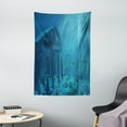 thumbnail image 1 of Ocean Tapestry, Sun Rays over Ruins of A Former Civilization Deep Sea Atlantis World Nautical Picture Print, Wall Hanging for Bedroom Living Room Dorm Decor, 40W X 60L Inches, Teal, by Ambesonne, 1 of 2