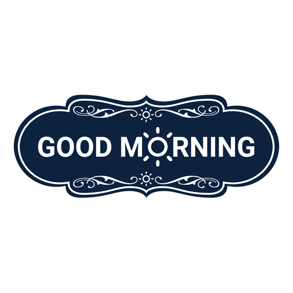 Designer Good Morning Sign (Navy Blue / White) - Large