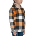 thumbnail image 3 of Kll Unisex Kids Boys Girls Hooded Pocket Pullover Hoodies-Orange Plaid, 3 of 9