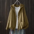 thumbnail image 5 of IUYRTFE Women's Cotton Linen Zip Up Hooded Jacket Long Sleeve Relaxed Fit Casual Lightweight Coat, 5 of 6