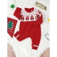 thumbnail image 4 of Qmyliery Christmas Toddler Baby Sweater Rompers Waterdrop Print Round Neck Long Sleeve Jumpsuit for Newborn Girl Boy, 4 of 9
