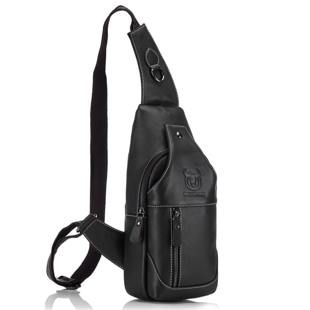 Pecho Pack Bolso bandolera de cuero para hombre, bandolera informal en el pecho, senderismo, viaje, BULL CAPTAIN Pecho Pack