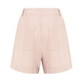 thumbnail image 7 of TQWQT Linen Shorts for Women Dressy Casual Bermuda Shorts Wide Leg High Waisted Ladies Shorts with Pockets Trendy Summer Pink 2XL, 7 of 7