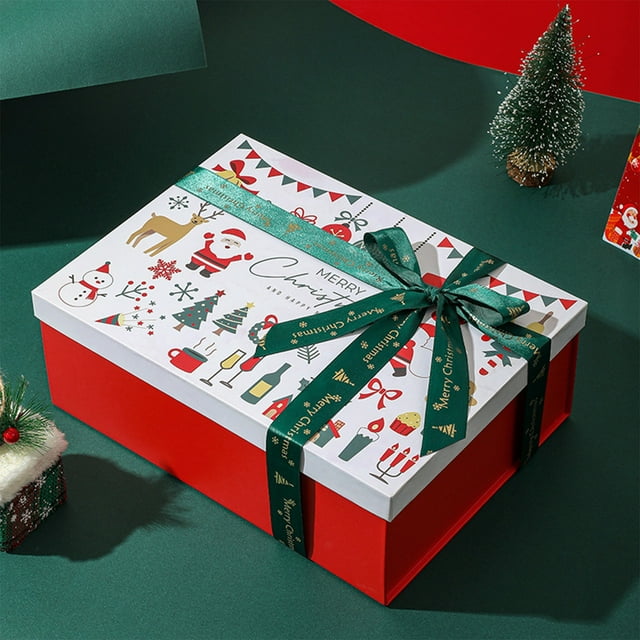 Red Christmas Gift Box Ribbon Box Christmas Eve Candy Packaging Box Scarf Gloves Holiday Gift Boxes