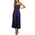 thumbnail image 2 of Txlixc Mono de verano para mujer Tirantes finos ajustables Cintura alta Pierna ancha Mono recortado Mamelucos con bolsillos Txlixc  Estilo de ocio, 2 of 5