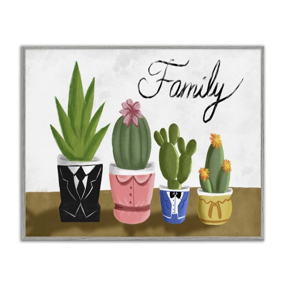 Stupell Industries Bohemian Colorful Succulent Family Home Gray Framed Giclee Art, 20 x 16, by Marcus Prime