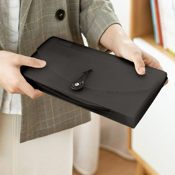 ROLKFUK Accordion File Folder, Plastic Receipt Organizer - Portable Bill Coupon Document Holder, Compact Office Home Travel Document Organizer, Brown