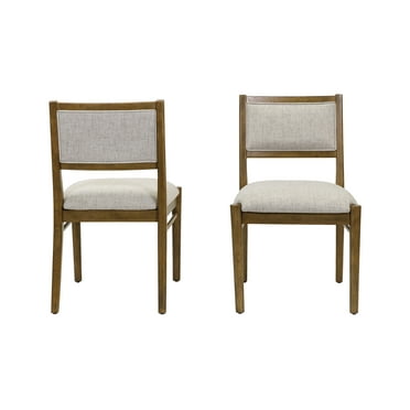 Two Wood Modern Upholstered Back Chairs Dining Seats Kitchen Table Seats Brown