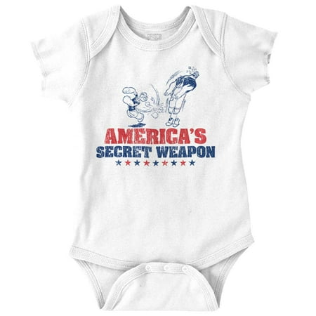 

Popeye America s Secret Weapon Funny Romper Boys or Girls Infant Baby Brisco Brands 18M