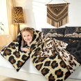 thumbnail image 3 of Manfei Cheetah Monogram E Queen Comforter Set,Leopard Print Comforter Sets Queen,Black Brown,Black Reversible,3pcs,1 Comforter and 2 Pillowcases, 3 of 7