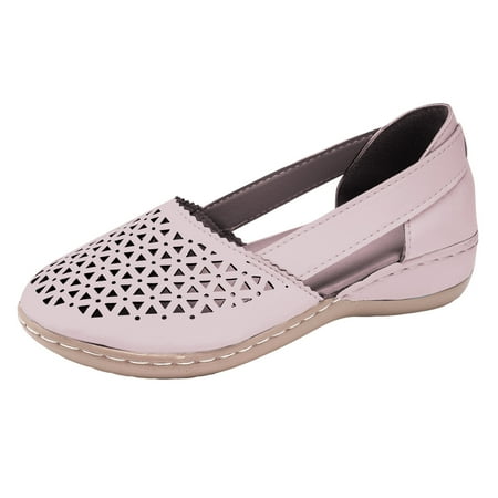 CHOII 50% off Clearance Fashion Sandals Female Package Head Hollow Flat Bottom Women s Shoes Breathable Non-slip Sandals Slight Wedge Cushionaire Sandals Summer Sandals for Women 2024 Pink/8.5