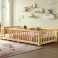 thumbnail image 2 of Jopath Twin Size Floor Bed Frame,Montessori Bed with Guardrails and Door,with Slatted Base,for Kids,Boys,Girls,Natural, 2 of 9