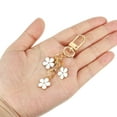 thumbnail image 3 of Flower Charm Keychain, Enameled Keychain Pendant with Snap Hook, White, 3 of 6