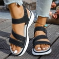 thumbnail image 2 of Wensltd Summer Flat Sandals for Women Wide Width Solid Color Round Toe Open Toe Spring Summer Outdoor Soft Sol Walking Sandals Black, 2 of 9