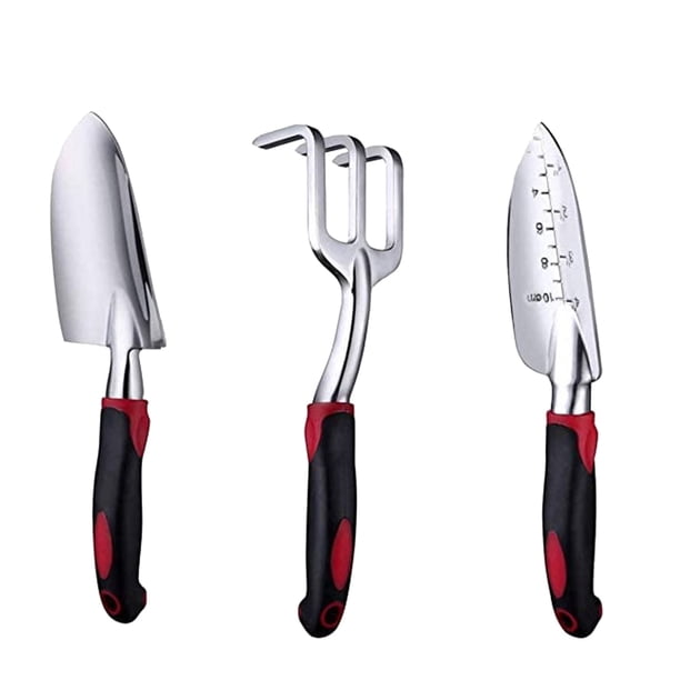Juego de herramientas de jardinería de 3 piezas Apuakthei, juego de herramientas manuales de aleación de aluminio, kit de jardinería con mango ergonómico antideslizante