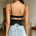 thumbnail image 3 of Lace Up Corset Top Women Spaghetti Strap Bustier Crop Top with Pleated Peplum Hem Renaissance Tavern Wench Pirate Maid Halloween Costume Cosplay Vintage Outfit, 3 of 6