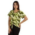 thumbnail image 3 of Moomaya Tie Dye Short Sleeve Ruching Tops For Women V-Neck Casual Jersey Tee, 3 of 9