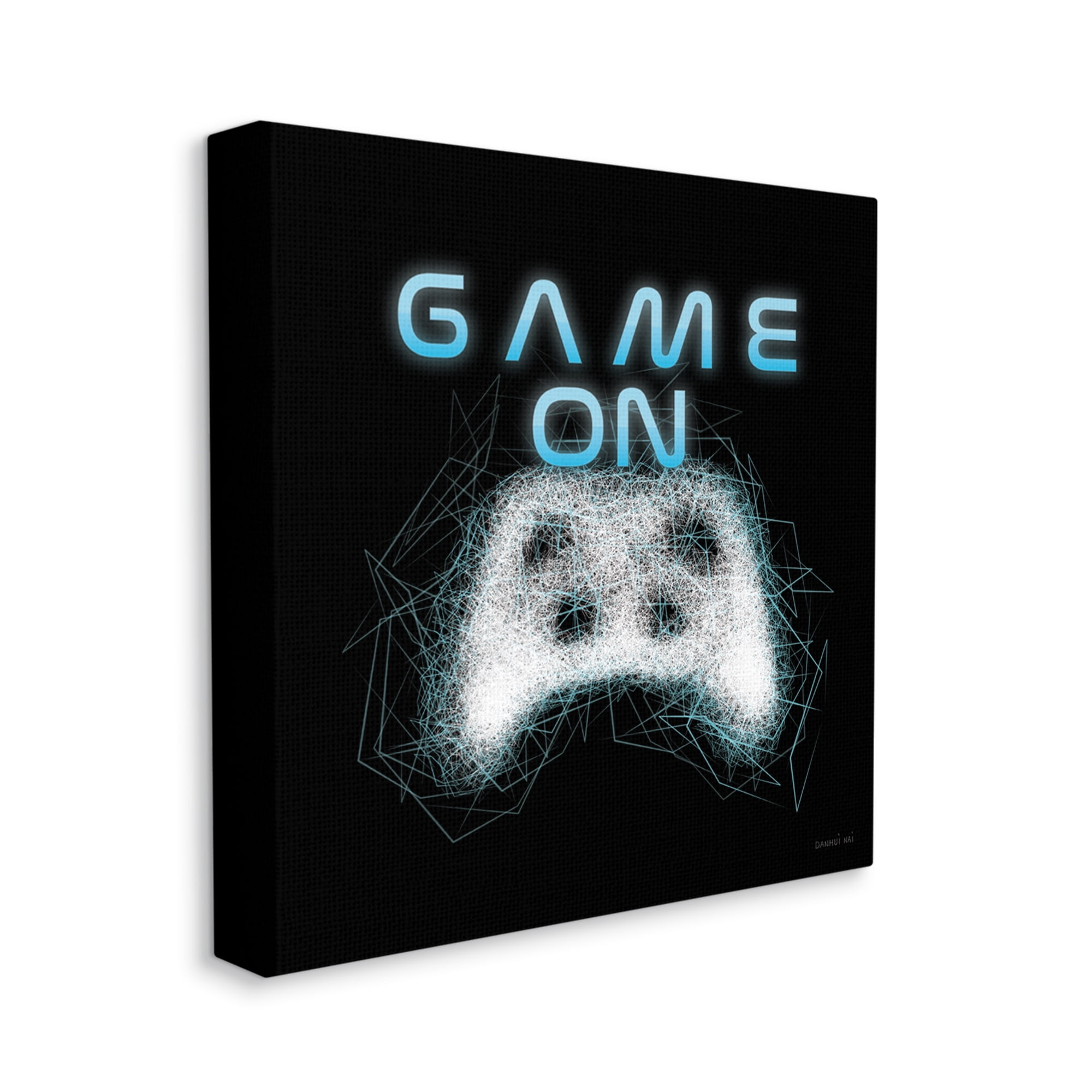 Stupell Industries Game On Abstract Controller Typography Painting Gallery Wrapped Canvas Print Wall Art, 24 x 24