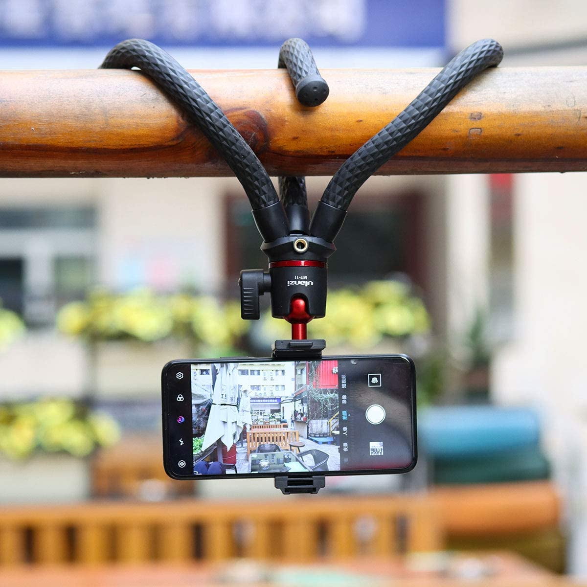 Ulanzi Camera Tripod, Mini Flexible Stand w Hidden Phone Holder w Cold Shoe Mount for Smartphone Camera