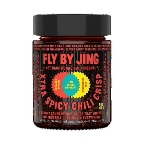 Fly by Jing Xtra Spicy Chili Crisp, All-Natural and Vegan Extra Spicy Hot Sauce, 6oz Regular