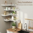 thumbnail image 2 of 4 Tier Floating Corner Shelves White Set of 4, Rustic Pine Wooden Floating Corner Wall Shelf for Wall Décor Storage, L Shaped Corner Shelf Wall Mount for Bedroom, Living Room, Bathroom, Kitchen, 2 of 6