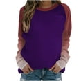 thumbnail image 4 of Tumotour Sweatshirt For Women Crew Neck Long Sleeve Side Split Tunic Pullover Tops Womens Fall Fashion 2024 Casual Patchwork Gradient Color Block Loose Soft Comfortable Pullover Tops, 4 of 5