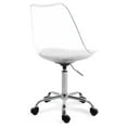 thumbnail image 7 of saney Clear Desk Chair with Cushion, Armless Rolling Chair Height Adjustable Ghost Chair Swivel Molded Plastic Home Office Chair with Wheels, Clear, 7 of 7