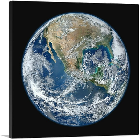 ARTCANVAS View from Space Earth North America USA Planet Earth Canvas Art Print - Size: 18" x 18" (0.75" Deep)