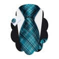 thumbnail image 1 of Corbata Barry.Wang de Seda para Hombre en Teal y Cuadros Negros, 1 of 8