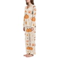 thumbnail image 2 of FORMRS Womens Pajama Set Long Sleeve Top and Pants with Pockets Soft Comfy Lounge Sleepwear, Sizes S-2XL, Beige Fall Acorns Pattern, 2 of 7