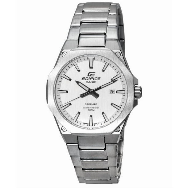 Casio Reloj Edifice de Acero Inoxidable con Esfera Blanca y Movimiento de Cuarzo, Modelo EFR-S108D-7A y EFR-S108D-7, Resistente Al Agua hasta 100 M.