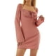 thumbnail image 4 of Sunloudy Mini vestido ajustado con cuello halter para mujer, vestido de club de color sólido con busto fruncido de manga larga Sunloudy Elegante ,S M L, 4 of 9