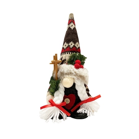 SugarBloom Christmas Faceless Dolls Doll Holding Pine Branches with Rudolph Gnome Figurine Festive Holiday Decorations Plush Toys for Table Centerpiece and Christmas Gifts(No markings) B