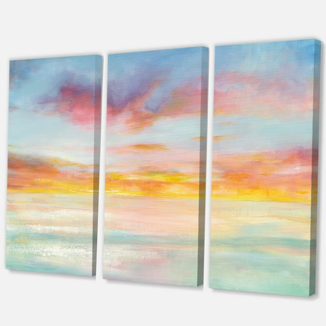 Designart - Pastel Pink And Blue Clouds - Traditional Premium Canvas Wall Art