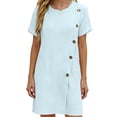 thumbnail image 5 of LIaqionyy Women's T Shirt Dress Short Sleeve Summer Casual Button down Crew Neck Sundresses Mini Dresses, 5 of 7