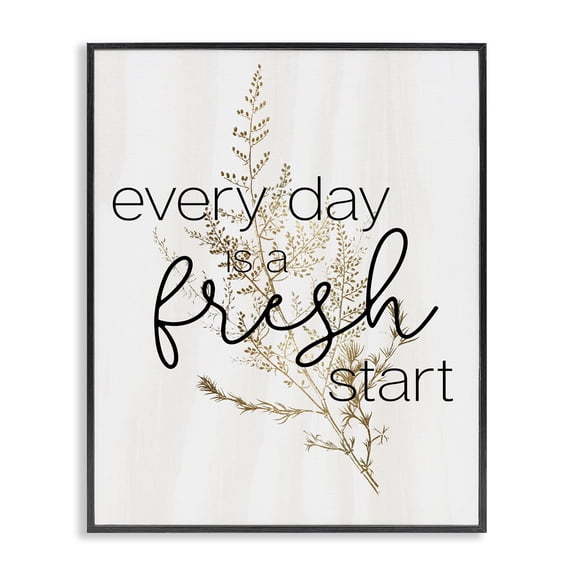 Stupell Industries Shabby Chic Everyday Fresh Start Botanical Black Framed Giclee Art, 11 x 14, by Lil' Rue