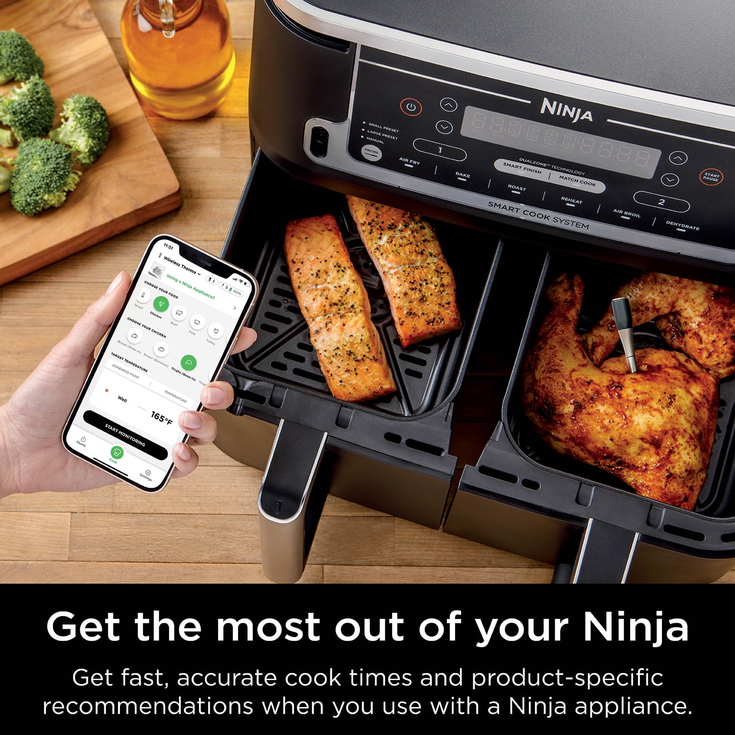 Ninja ProChef Wireless Meat Thermometer Indoor & Outdoor, extended battery life, bluetooth, waterproof, WP100
