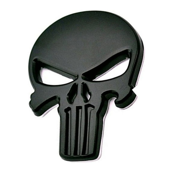 Xotic Tech 2 Pieces 3D Black The Punisher Rock Skull Emblem Skeleton Car Badge Sticker