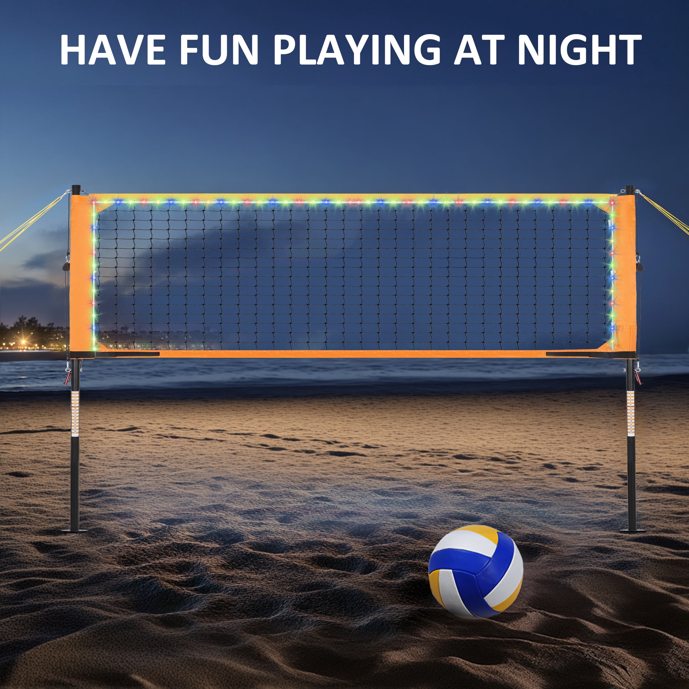Crtynell Heavy Duty Volleyball Net Outdoor with Anti-Sag System, Adjustable Aluminum Poles, Professional Volleyball Nets Set for Backyard and Beach, Volleyball and Carrying Bag