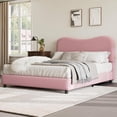 thumbnail image 1 of Eastvita Pink Full Size Upholstered Bed Frame with Low - Profile Platform/Rounded Corners/Wooden Slats/Noise - Free Design (No Box Spring Needed), 1 of 8