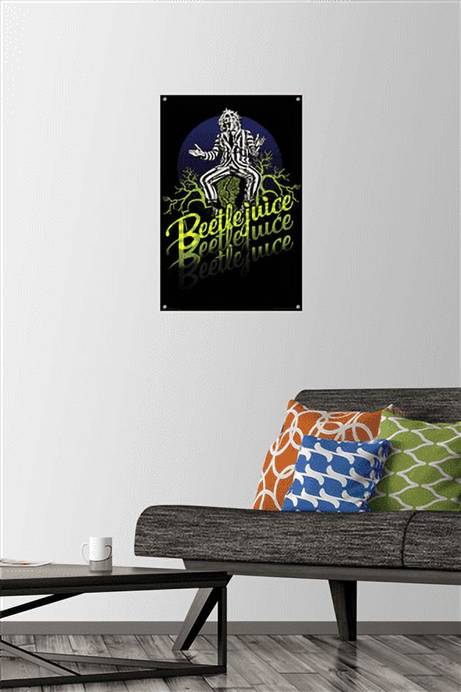 Beetlejuice - Yellow and Green Neon Wall Poster with Push Pins, 14.725" x 22.375"
