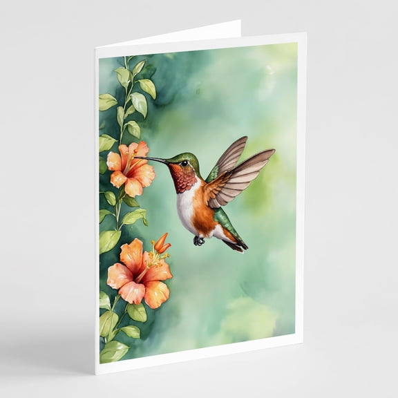Carolines Treasures DAC7434GCA7P 5 x 7 in. Rufous Hummingbird Greeting Cards - Pack of 8