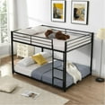 thumbnail image 3 of Full over Full Metal Bunk Bed Frame with Guardrail and Ladder, Black, 3 of 7