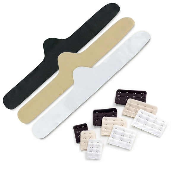 More of Me to Love Bra Comfort 12-Pack, Bra Liners & Bra Extenders, Size: Small, Black, White, Beige