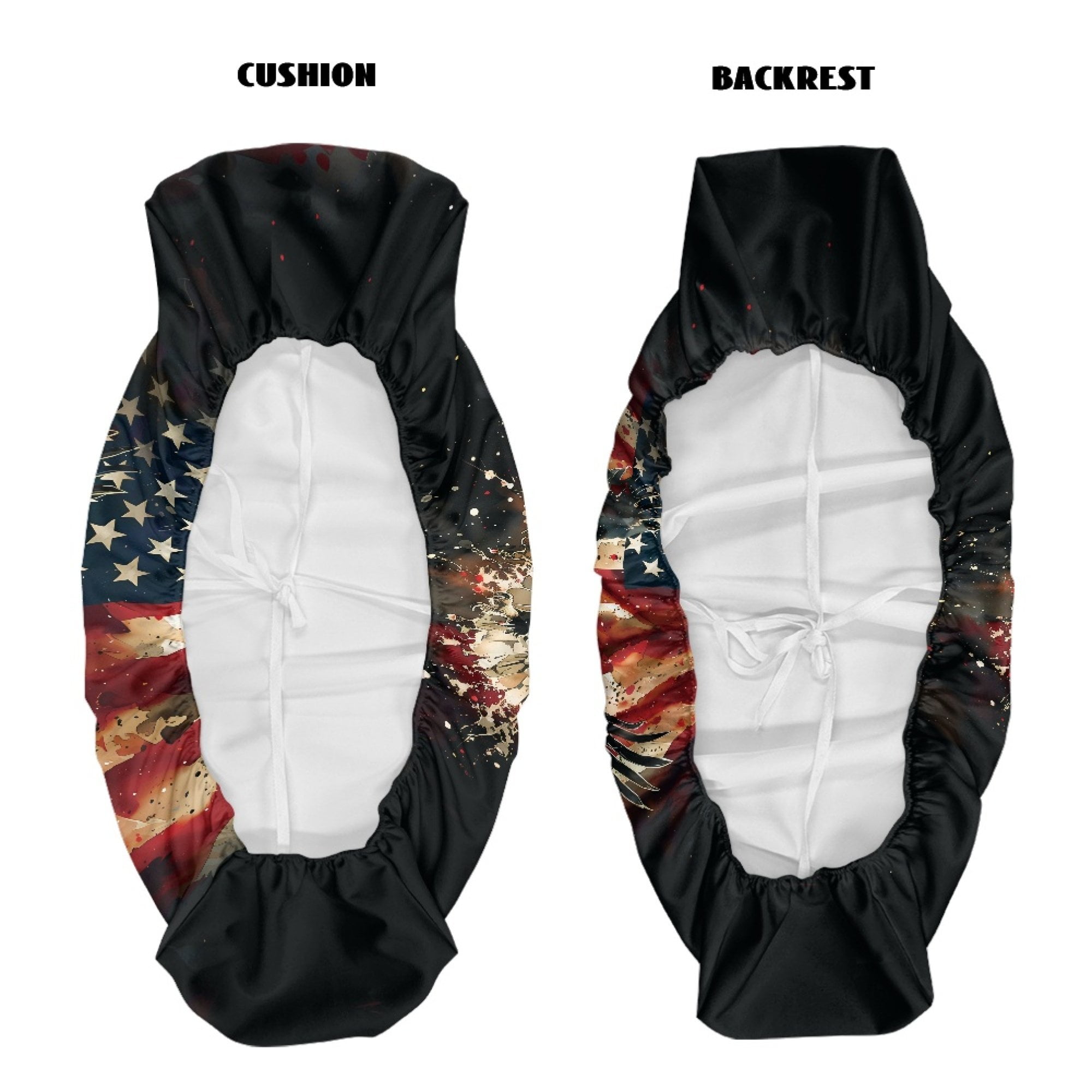 ZIATUBLES Universal UTV Seat Covers 2 Pack, Front Bench Seat Protector Set Compatible with Kawasaki Mule 4010 3010, All-Weather Polyester Deocr Protection, American Flag Bald Eagle Print