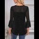 thumbnail image 5 of Blusa Elegante con Volantes para Mujer, 3/4, Cuello Redondo, Doble Capa, , Túnica. Negro L, 5 of 9