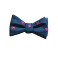 thumbnail image 1 of SummerTies Elephant Bow Tie - Pink on Navy, Woven Silk, Adult Tie Yourself Bow Tie, 1 of 1